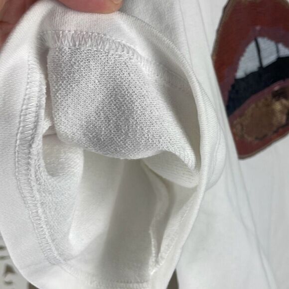 Wild Honey Sequined Lips Short Sleeve Oversized Sweatshirt M - Picture 4 of 8